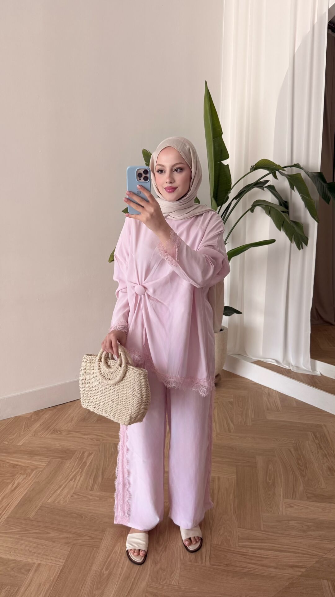 Nox Güpür Detaylı Takım şeker pembe - m